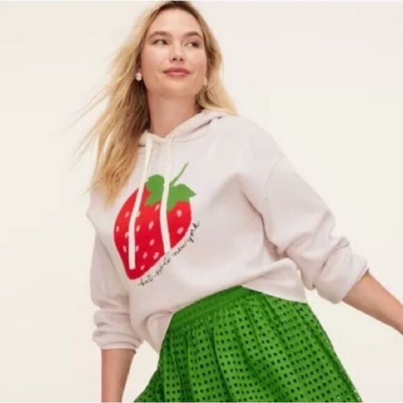 Kate Spade White Hoodie with Red Strawberry Design - Picture 2 of 8